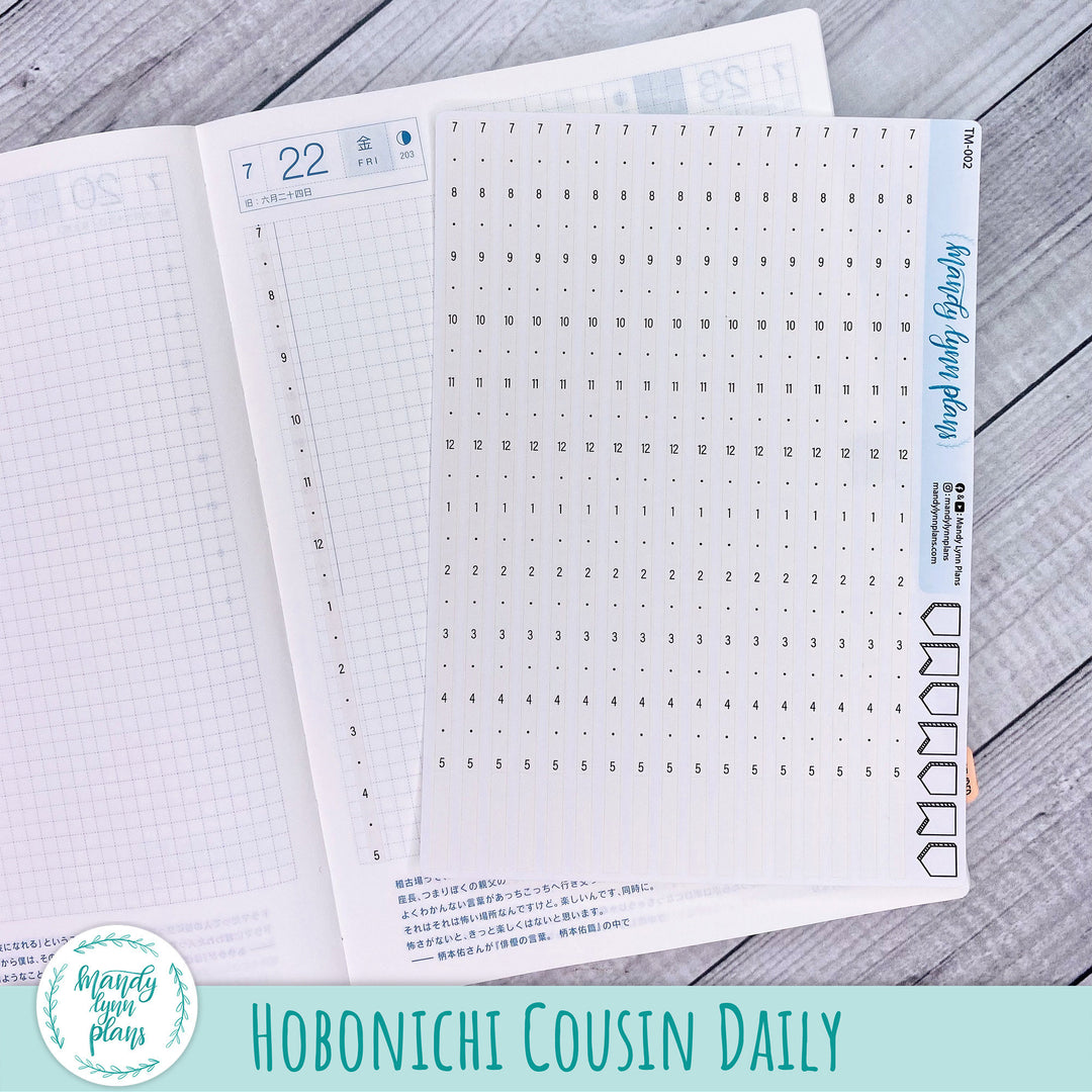 Hobonichi Cousin Daily and Weekly Timeline Strips || 5am-Midnight and 7am-5pm