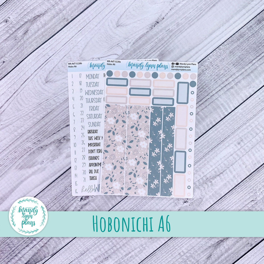 Hobonichi A6 Weekly Kit || Green and Beige Floral || WK-A6T-3228