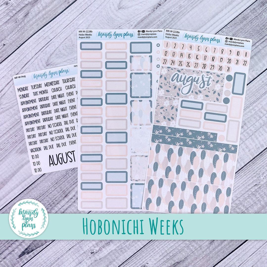 Hobonichi Weeks August 2023 Monthly Kit || Green and Beige Floral || MK-W-2228