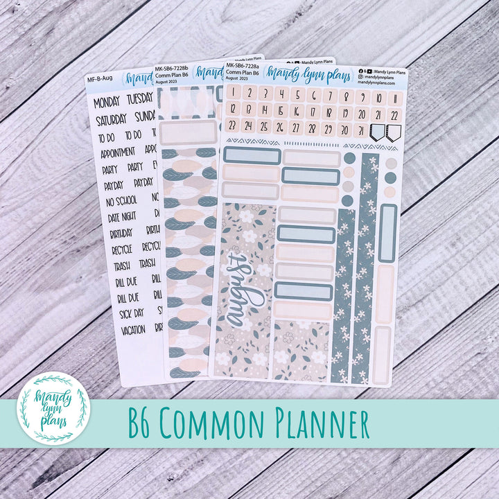 August 2023 B6 Common Planner Monthly Kit || Green and Beige Floral || MK-SB6-7228