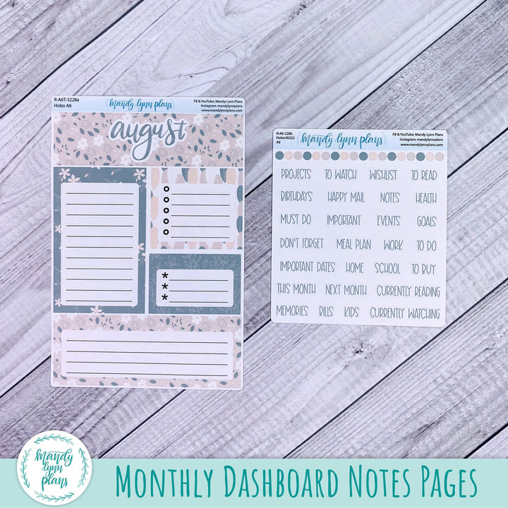 August Dashboard A6 Hobonichi || Green and Beige Floral || R-A6T-3228