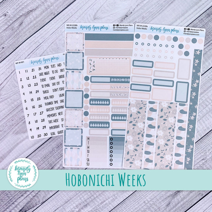 Hobonichi Weeks Weekly Kit || Green and Beige Floral || WK-W-2228