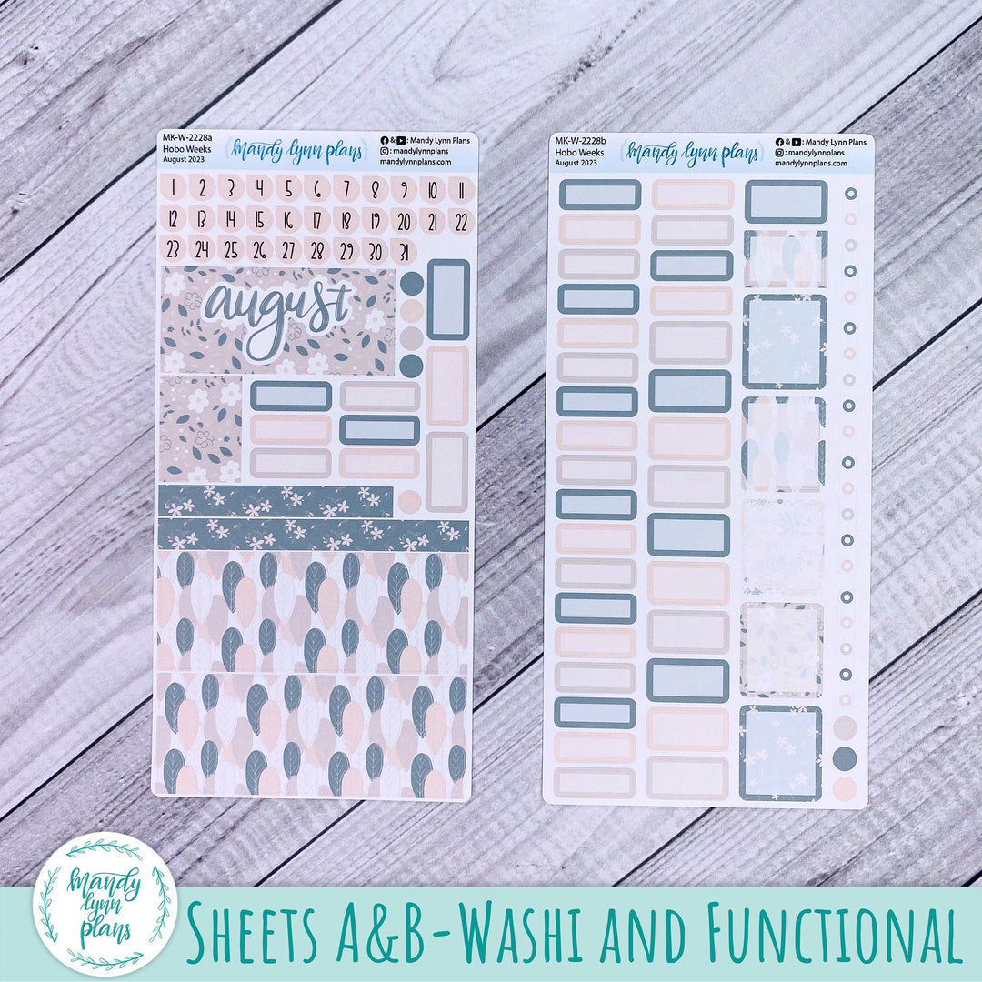 Hobonichi Weeks August 2023 Monthly Kit || Green and Beige Floral || MK-W-2228