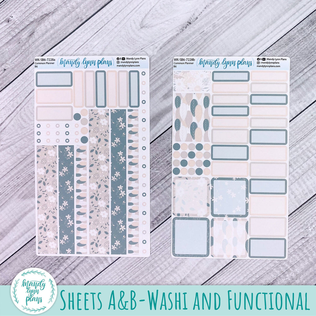 B6 Common Planner Weekly Kit || Green and Beige Floral || WK-SB6-7228