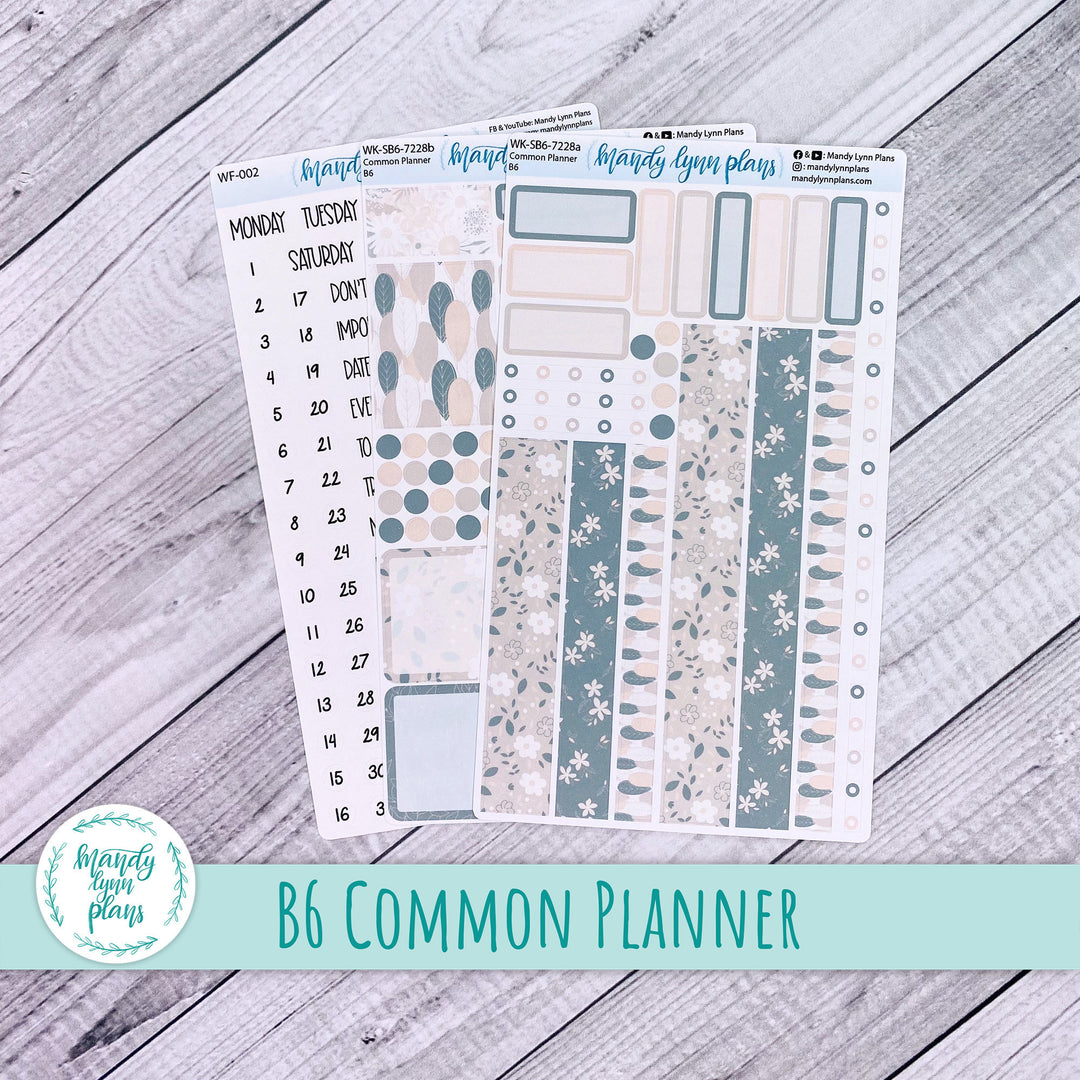 B6 Common Planner Weekly Kit || Green and Beige Floral || WK-SB6-7228