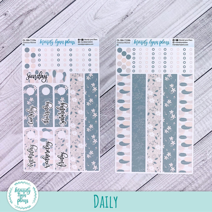 B6 Common Planner Daily Kit || Green and Beige Floral || DL-SB6-7228