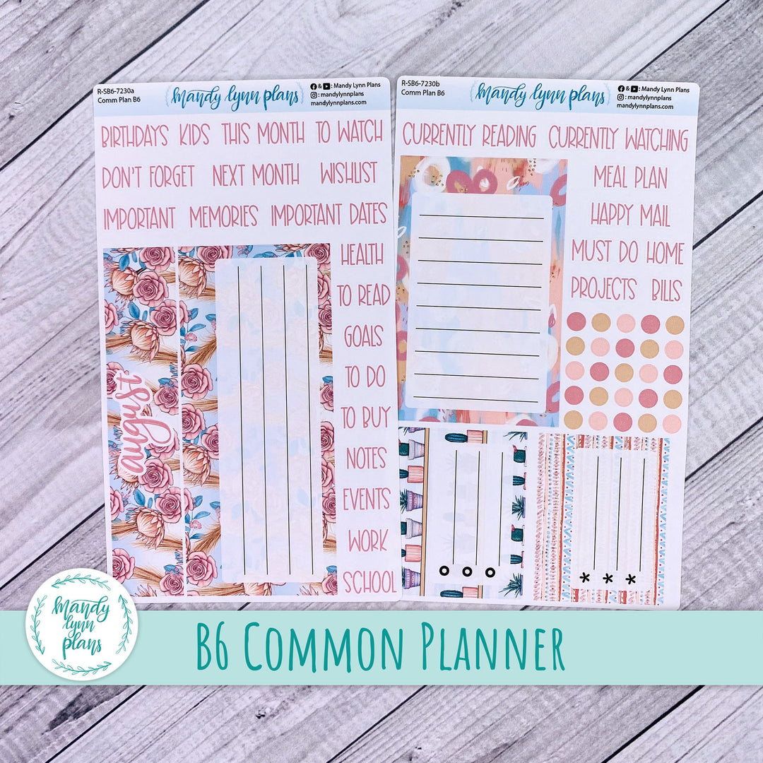 August B6 Common Planner Dashboard || Desert Cactus || R-SB6-7230