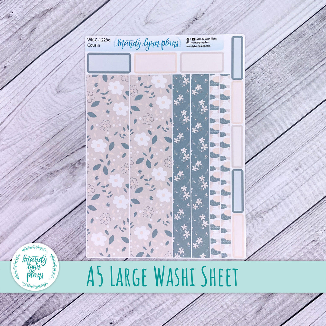 Green and Beige Floral Large Washi Sheet || WK-C-1228D