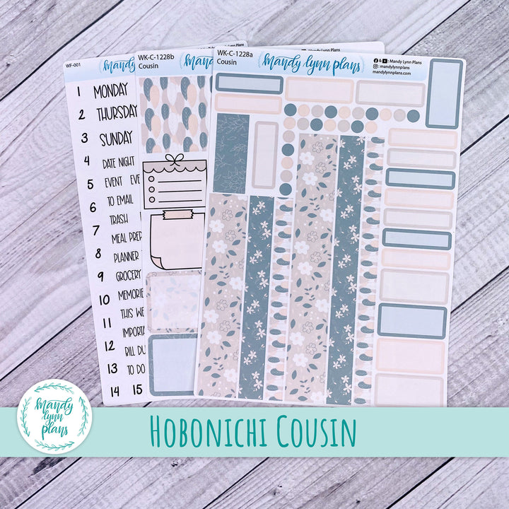 Hobonichi Cousin Weekly Kit || Green and Beige Floral || WK-C-1228