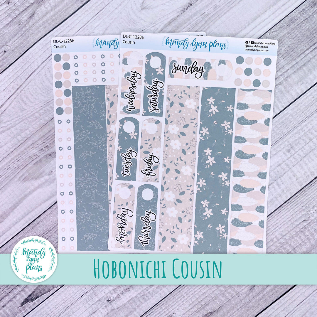 Hobonichi Cousin Daily Kit || Green and Beige Floral || DL-C-1228