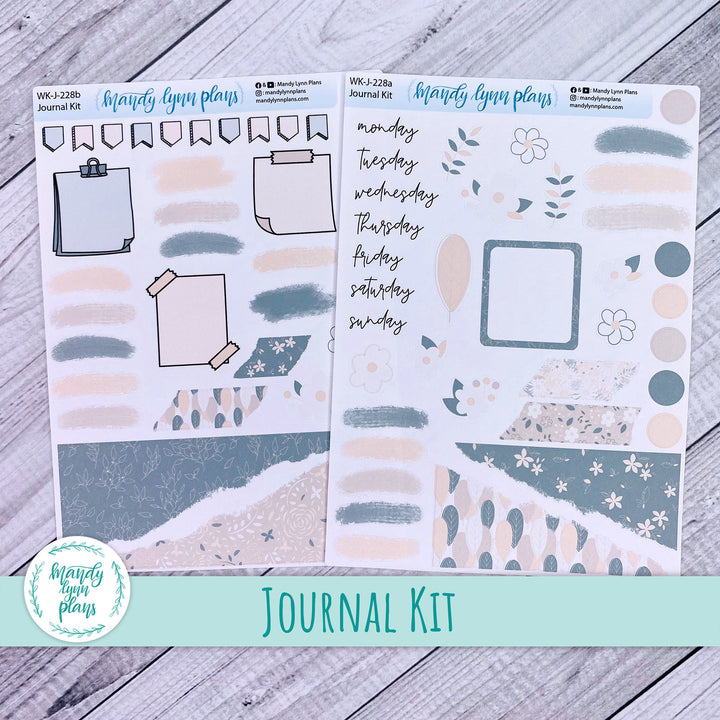 Green and Beige Floral Journal Kit || WK-J-228
